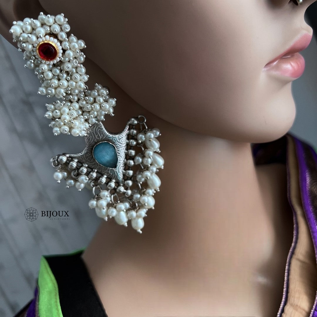 PEARLY PEARL SILVER LOOK ALIKE PREMIUM POLISH HANDMADE EARRINGS ER359