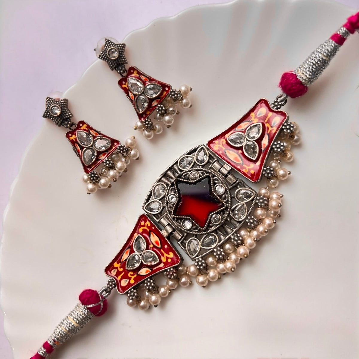 NIMA BIJOUX PREMIUM AND EXCLUSIVE SEMI HANDMADE CHOKER WITH EARRINGS CH114