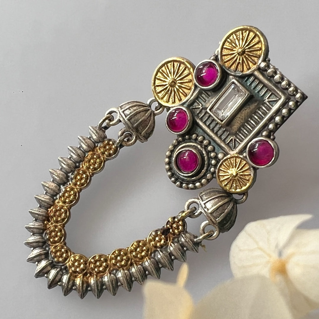 KAMINI SILVER LOOK ALIKE DUAL TONE SEMI-HANDMADE EARRING ER226