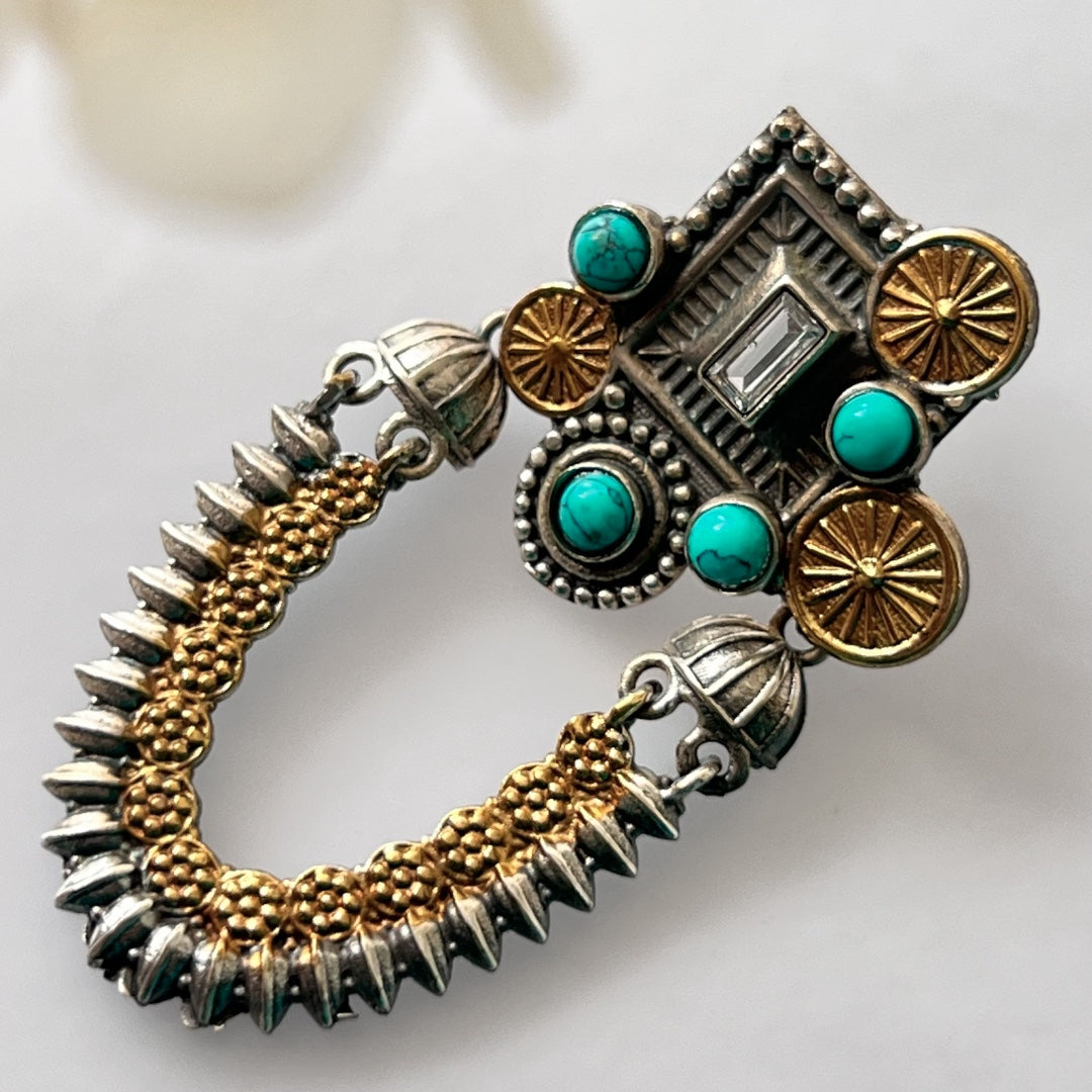 KAMINI SILVER LOOK ALIKE DUAL TONE SEMI-HANDMADE EARRING ER226