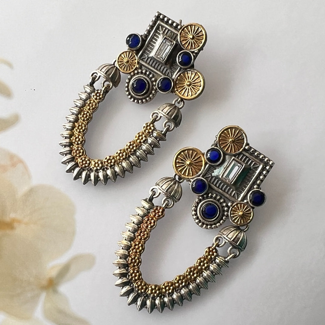 KAMINI SILVER LOOK ALIKE DUAL TONE SEMI-HANDMADE EARRING ER226