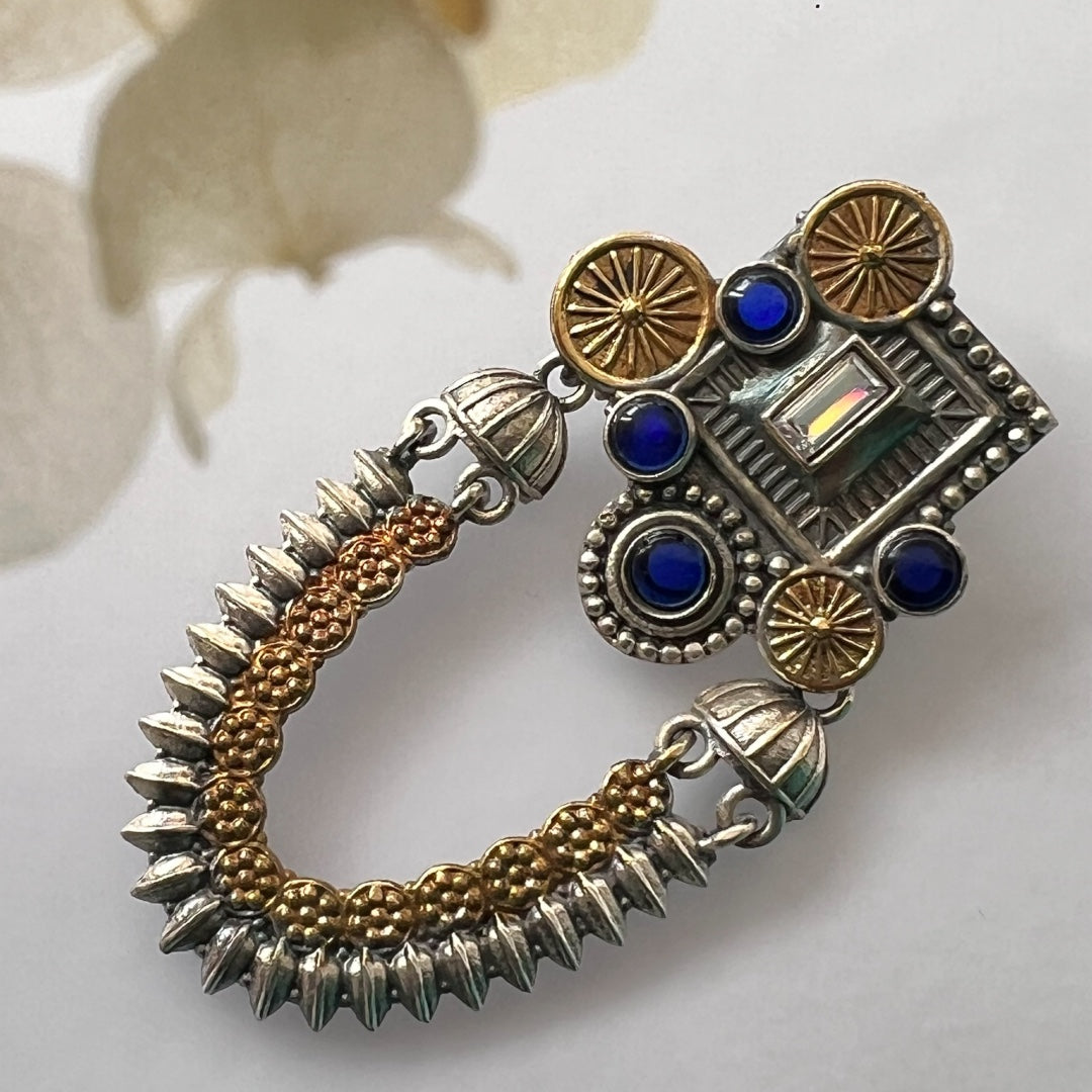 KAMINI SILVER LOOK ALIKE DUAL TONE SEMI-HANDMADE EARRING ER226