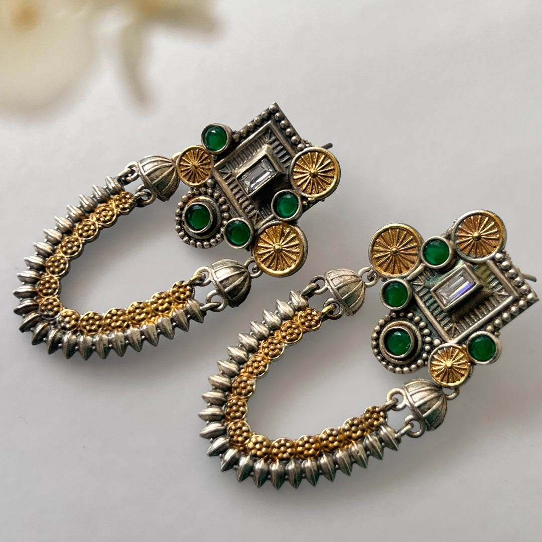 KAMINI SILVER LOOK ALIKE DUAL TONE SEMI-HANDMADE EARRING ER226
