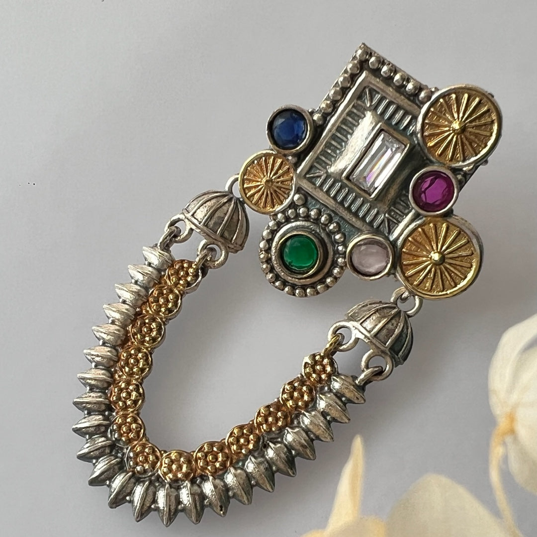 KAMINI SILVER LOOK ALIKE DUAL TONE SEMI-HANDMADE EARRING ER226