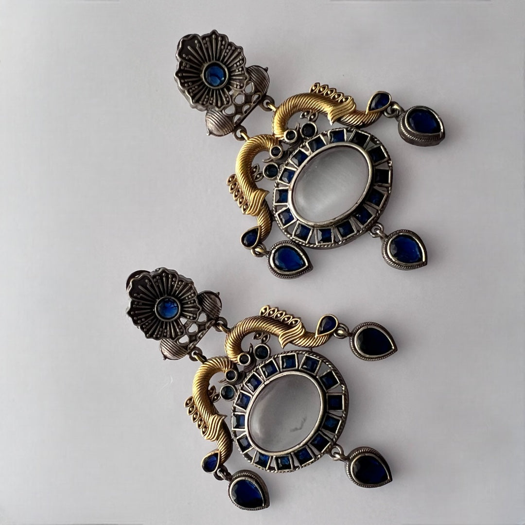 LOVE OF LIFE NATURAL STONE VICTORIAN SILVER LOOK ALIKE HANDMADE EARRINGS ER212