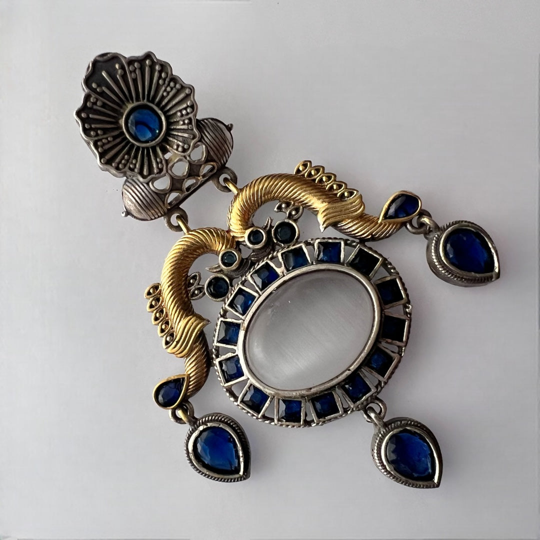 LOVE OF LIFE NATURAL STONE VICTORIAN SILVER LOOK ALIKE HANDMADE EARRINGS ER212