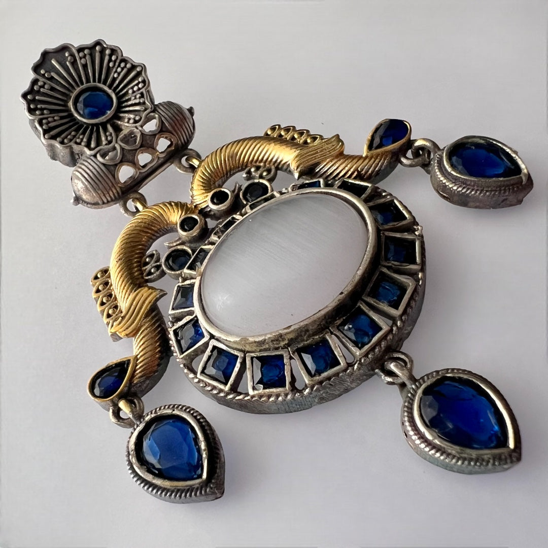 LOVE OF LIFE NATURAL STONE VICTORIAN SILVER LOOK ALIKE HANDMADE EARRINGS ER212