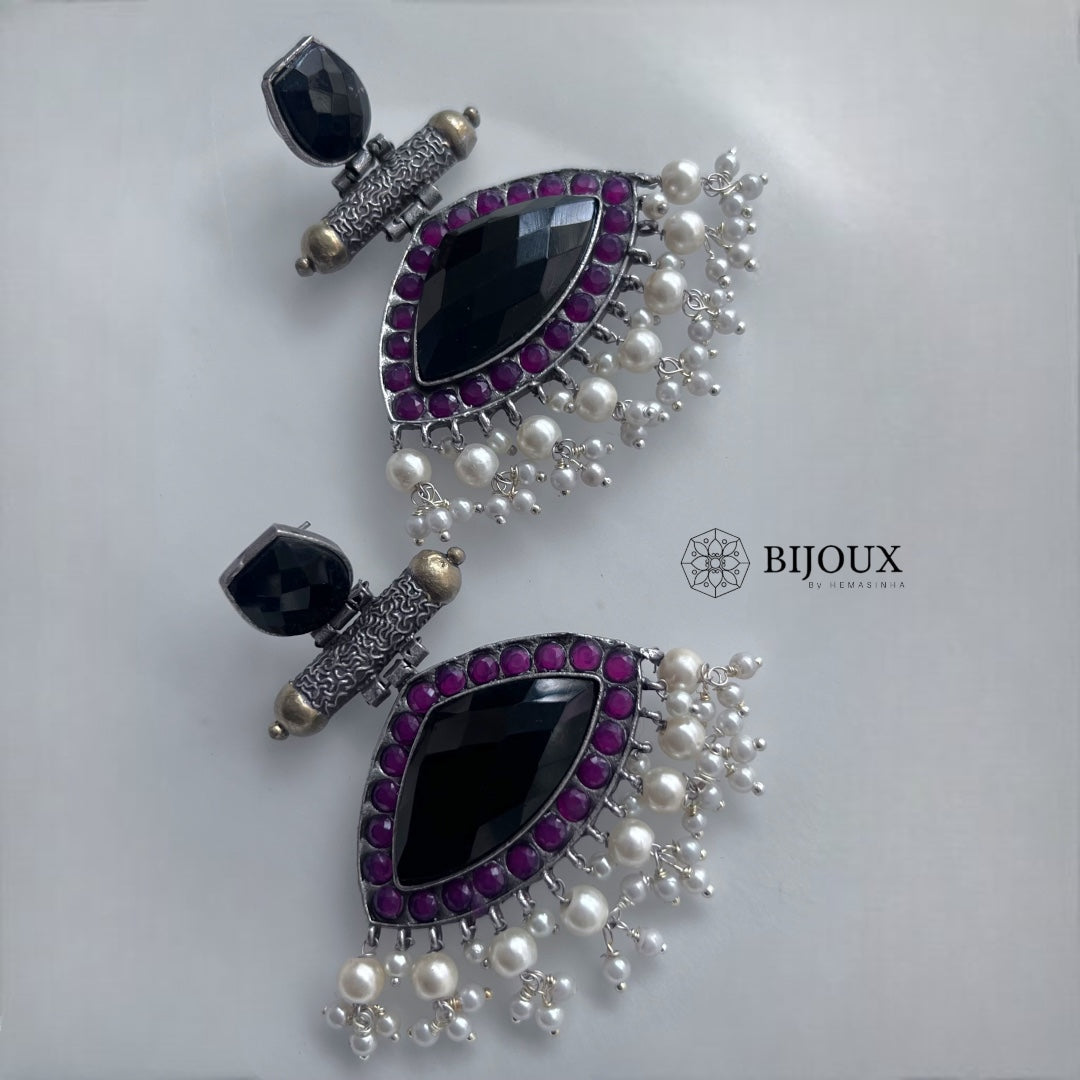 DOLLY SILVER LOOK ALIKE SEMI-HANDMADE EARRINGS ER227