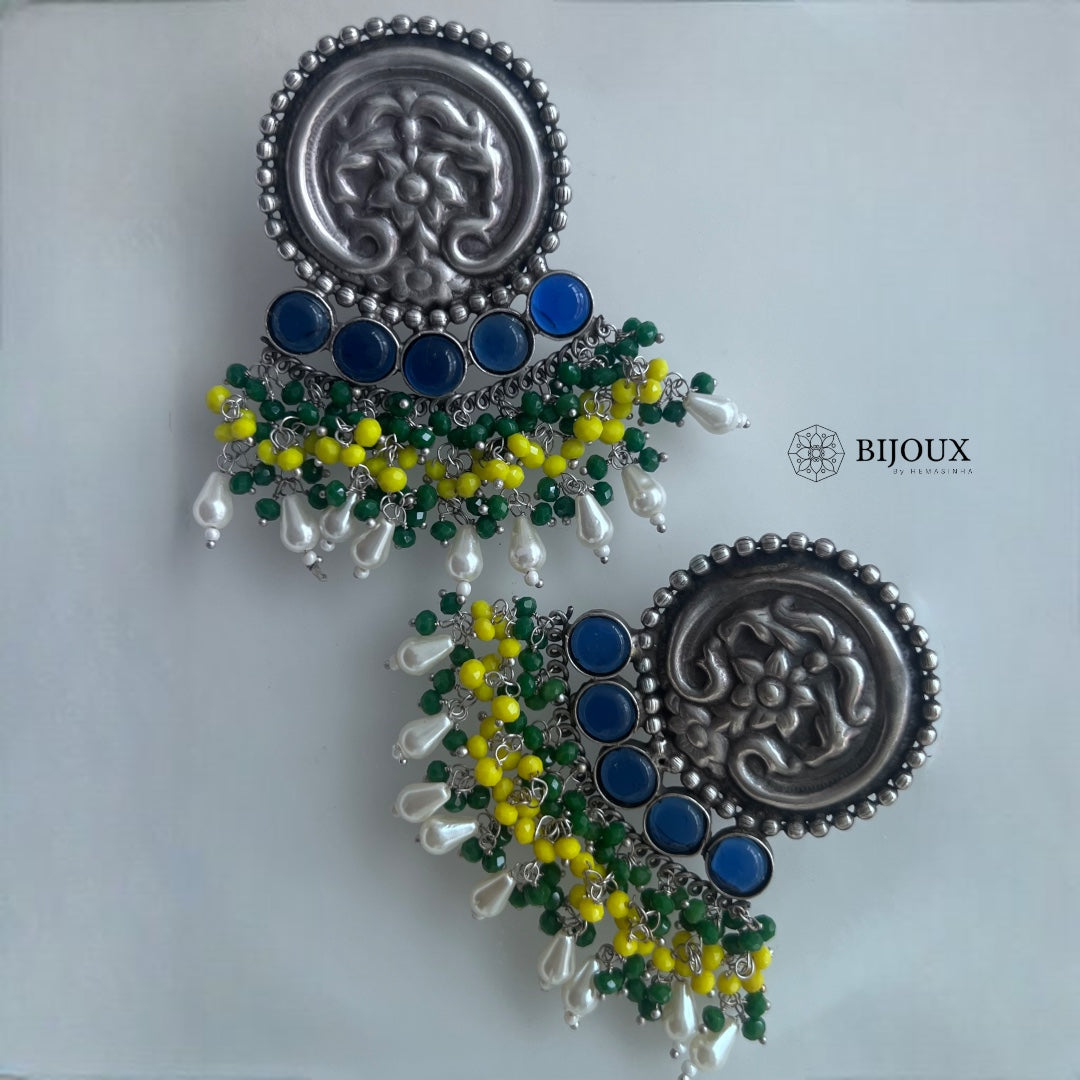 CUTE FLARY SILVER LOOK ALIKE SEMI-HANDMADE DANGLER ER242