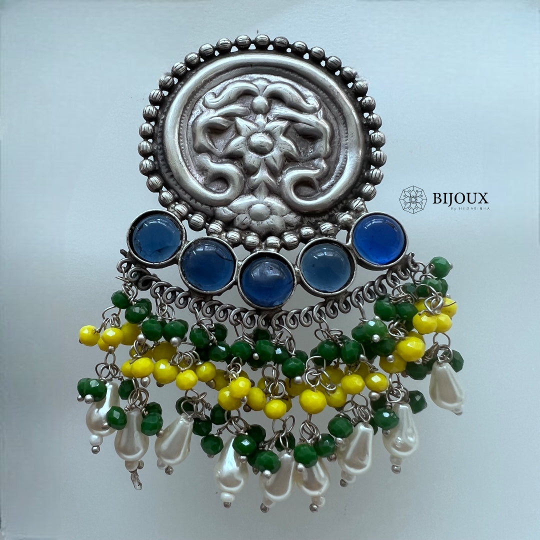 CUTE FLARY SILVER LOOK ALIKE SEMI-HANDMADE DANGLER ER242