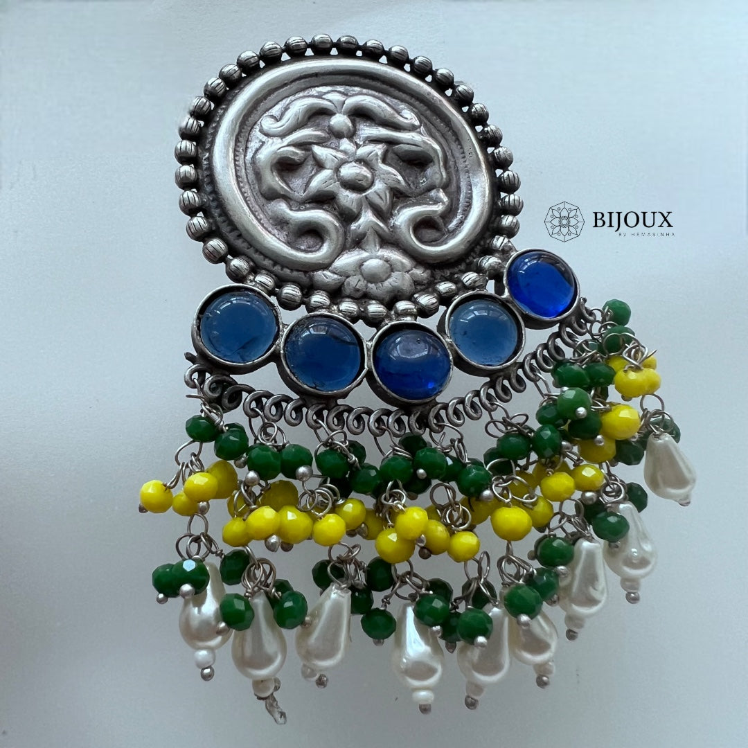 CUTE FLARY SILVER LOOK ALIKE SEMI-HANDMADE DANGLER ER242