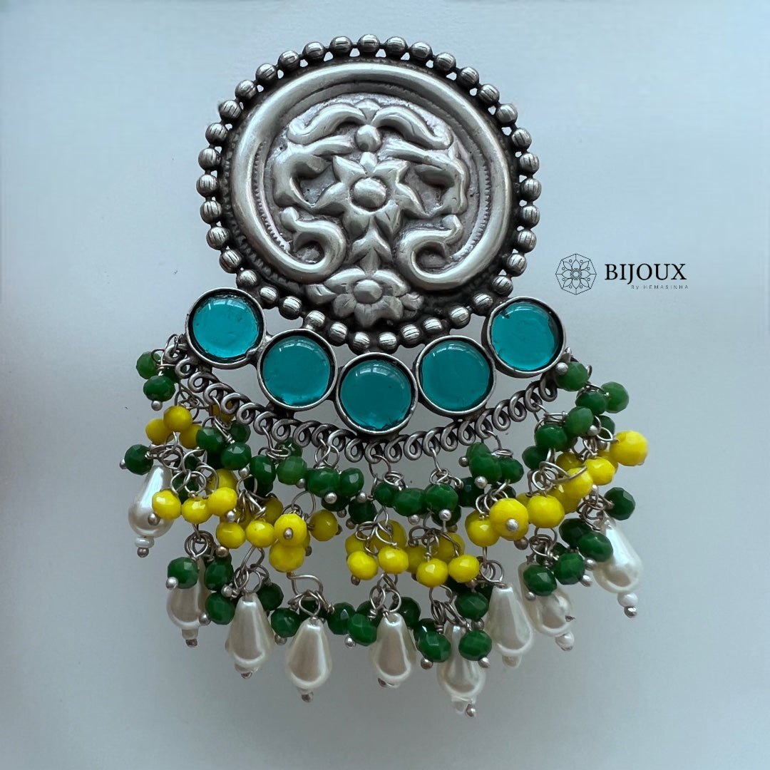 CUTE FLARY SILVER LOOK ALIKE SEMI-HANDMADE DANGLER ER242