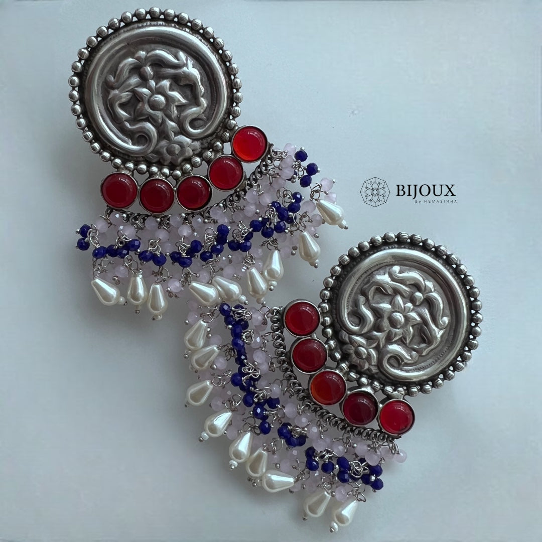 CUTE FLARY SILVER LOOK ALIKE SEMI-HANDMADE DANGLER ER242