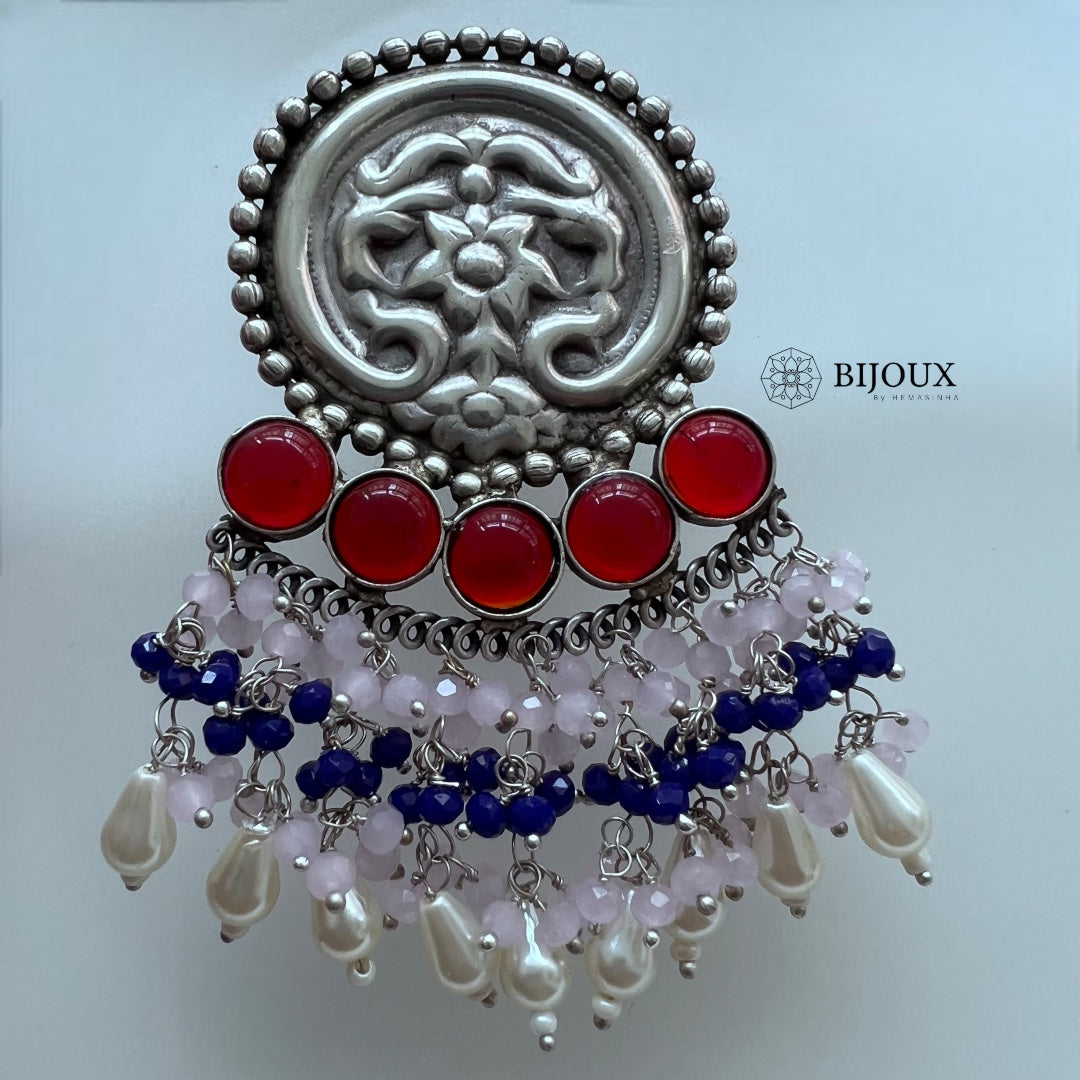 CUTE FLARY SILVER LOOK ALIKE SEMI-HANDMADE DANGLER ER242