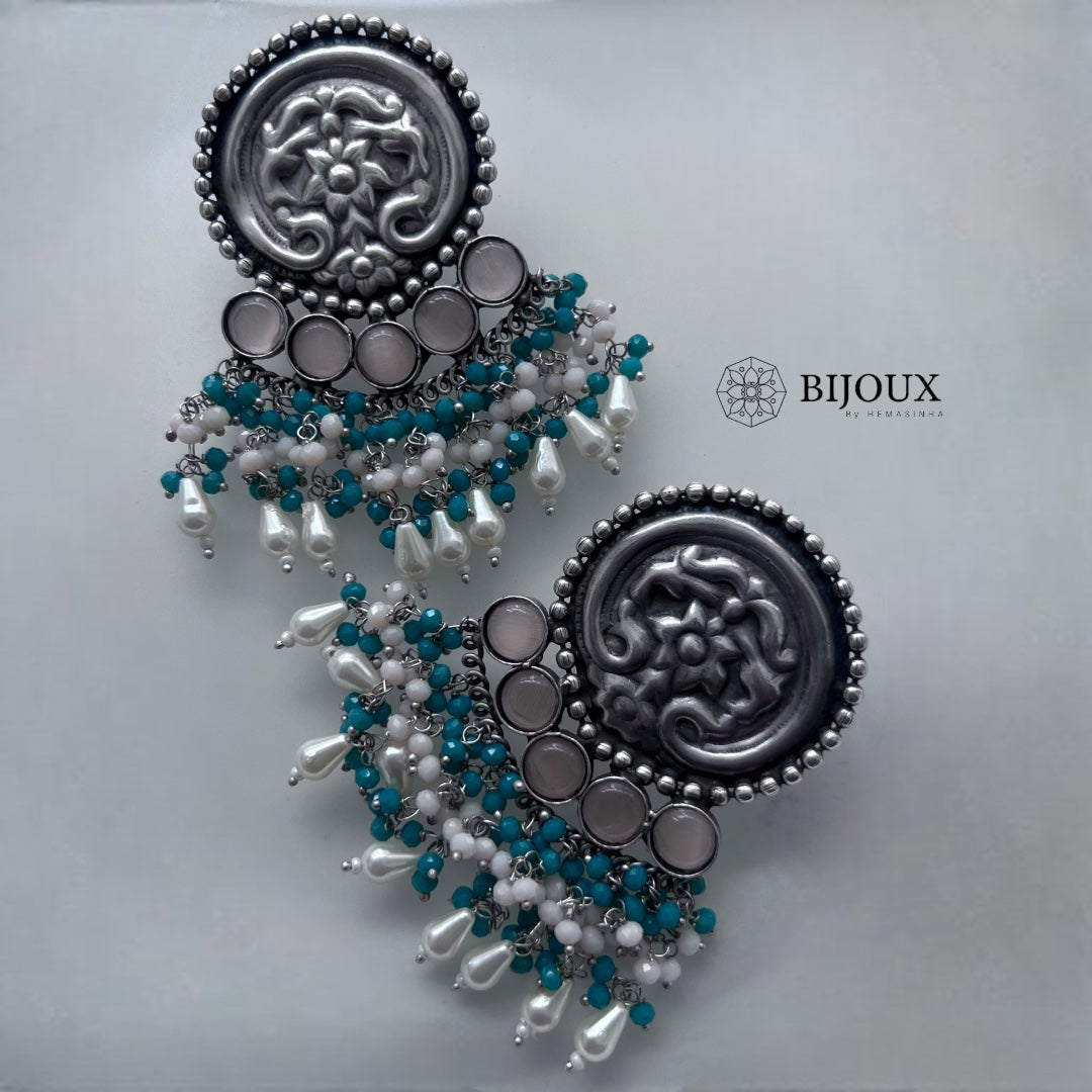 CUTE FLARY SILVER LOOK ALIKE SEMI-HANDMADE DANGLER ER242