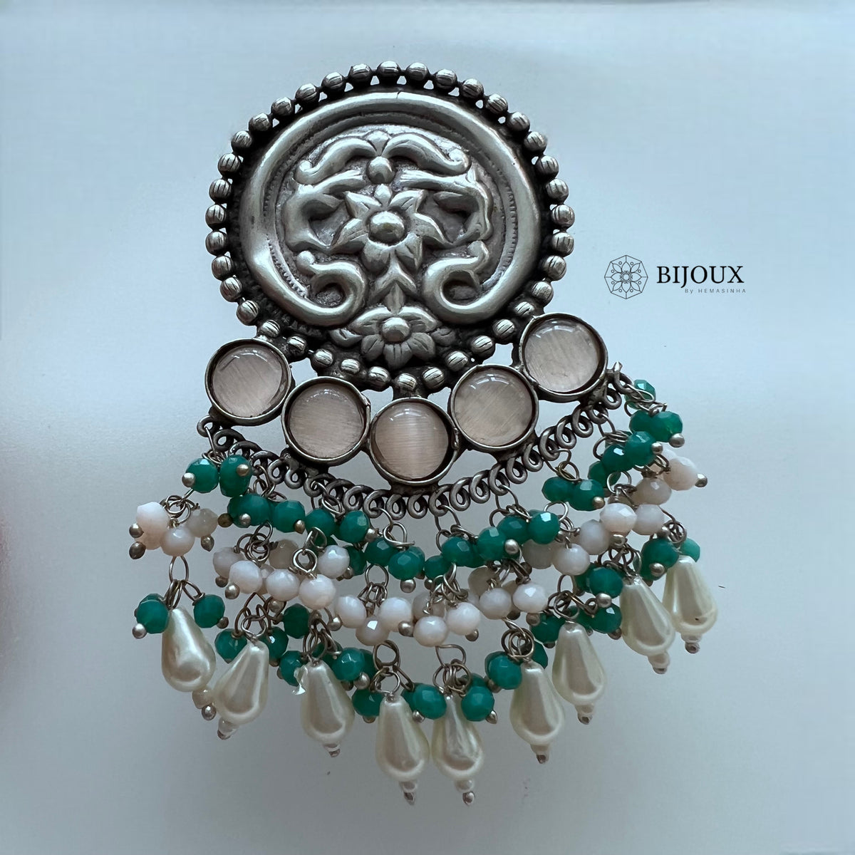 CUTE FLARY SILVER LOOK ALIKE SEMI-HANDMADE DANGLER ER242