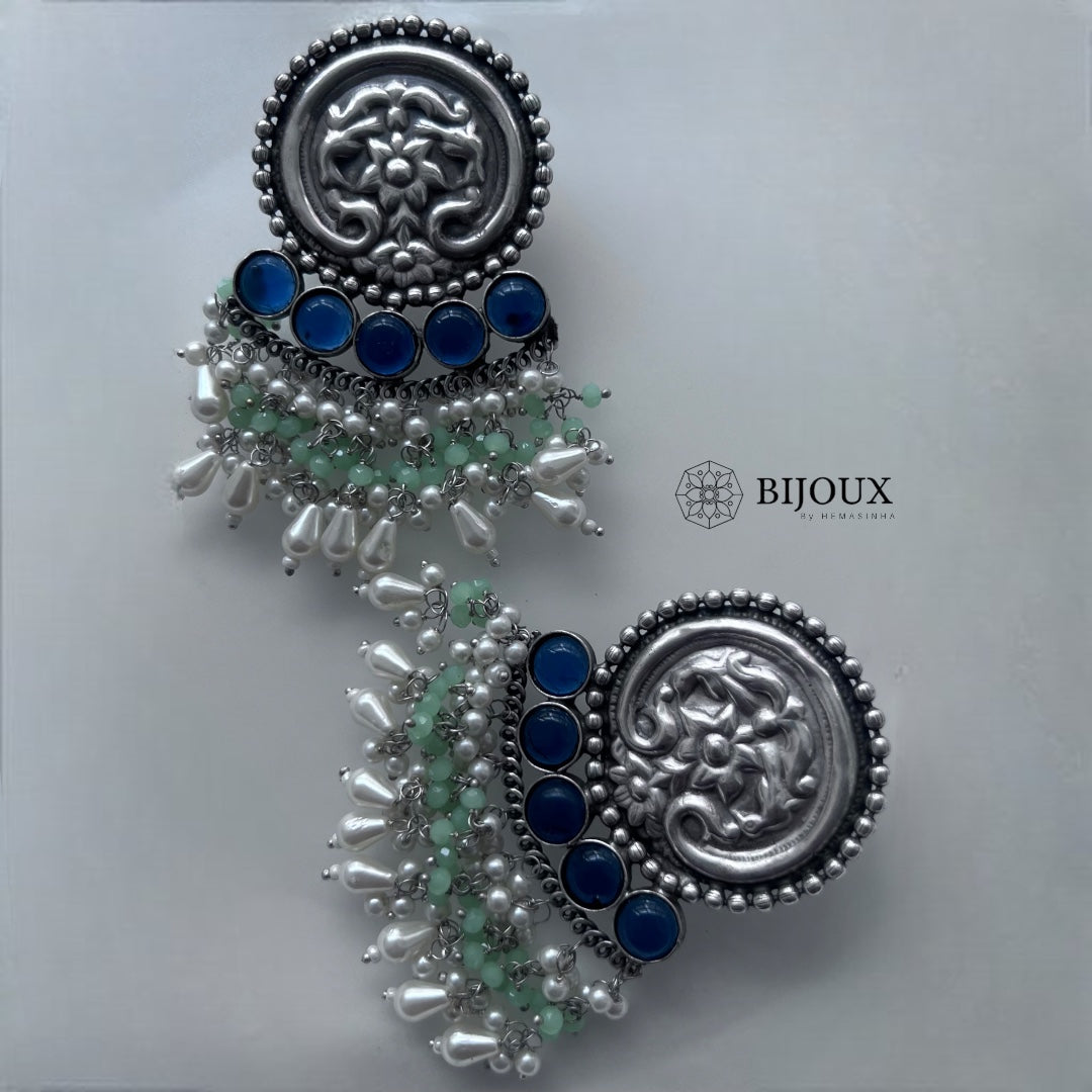 CUTE FLARY SILVER LOOK ALIKE SEMI-HANDMADE DANGLER ER242