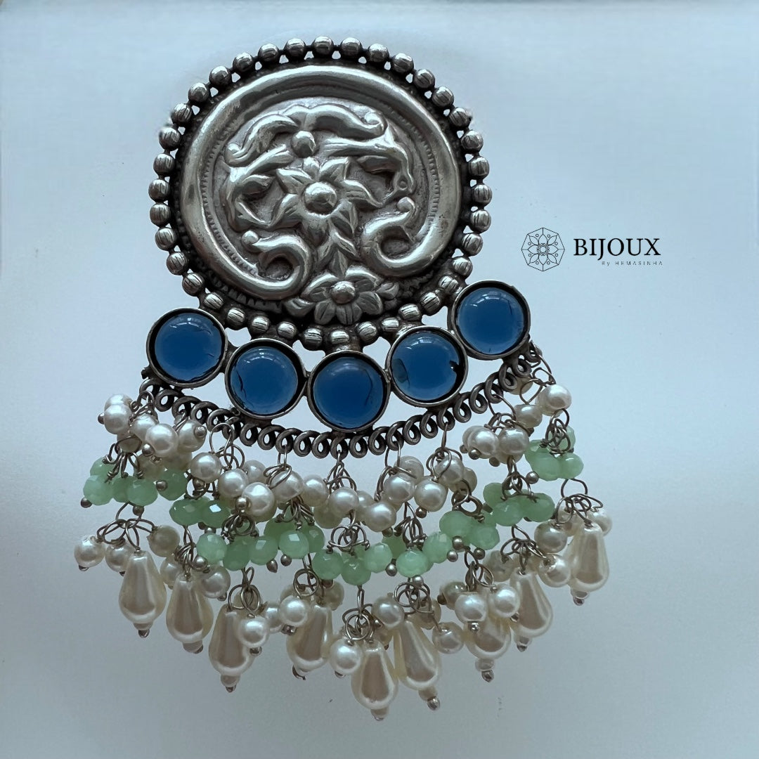 CUTE FLARY SILVER LOOK ALIKE SEMI-HANDMADE DANGLER ER242