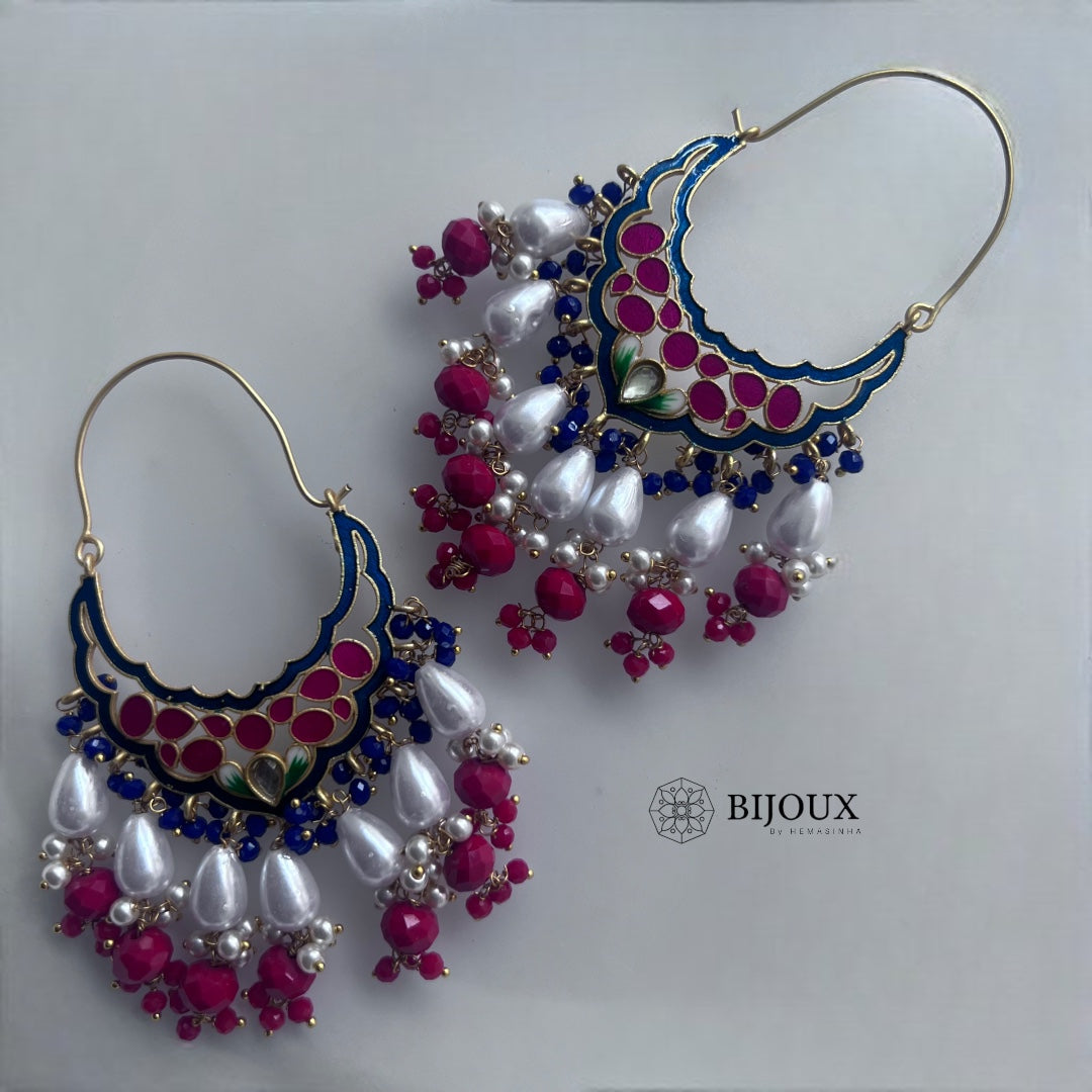CLASSIC HOOP MEENAKARI SEMI HANDMADE AND HANDPAINTED EARRINGS ER276