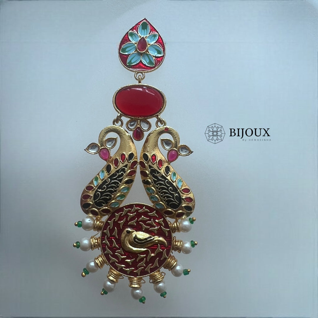 CROWN CHAKRA SEMI HANDMADE MONOLISA GOLD-MEENAKARI -ER270
