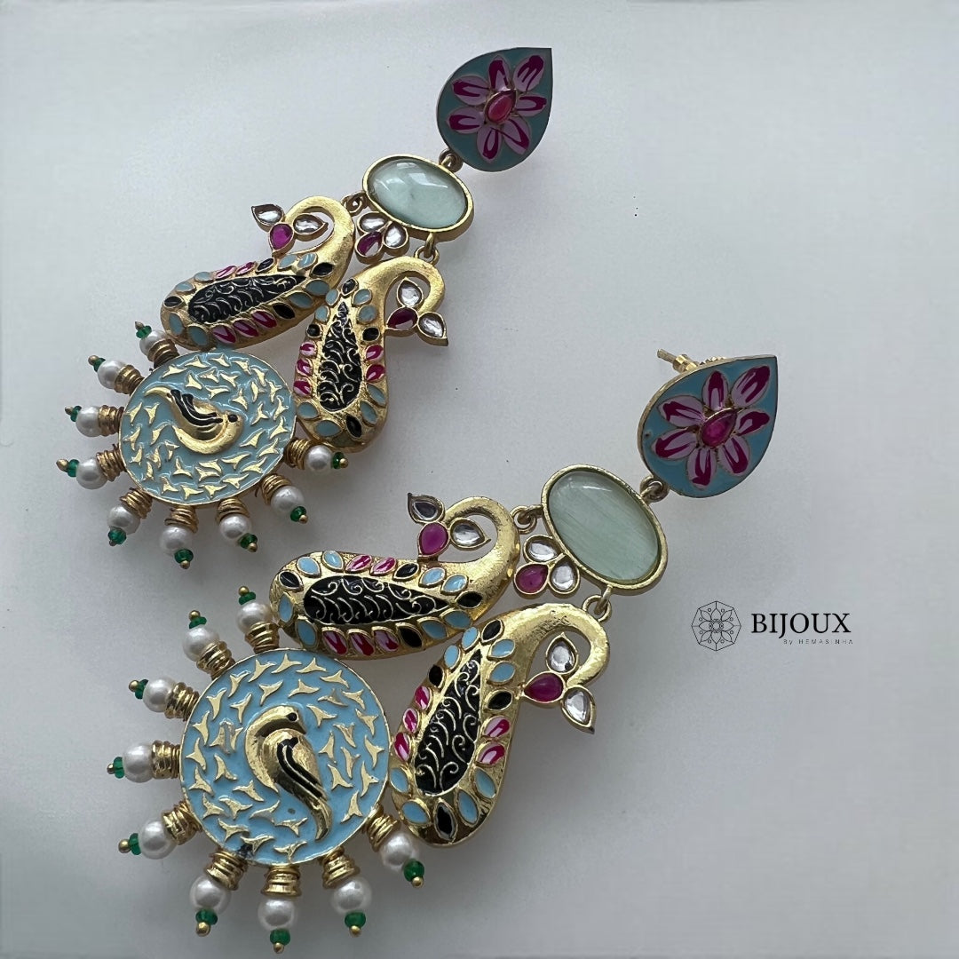 CROWN CHAKRA SEMI HANDMADE MONOLISA GOLD-MEENAKARI -ER270