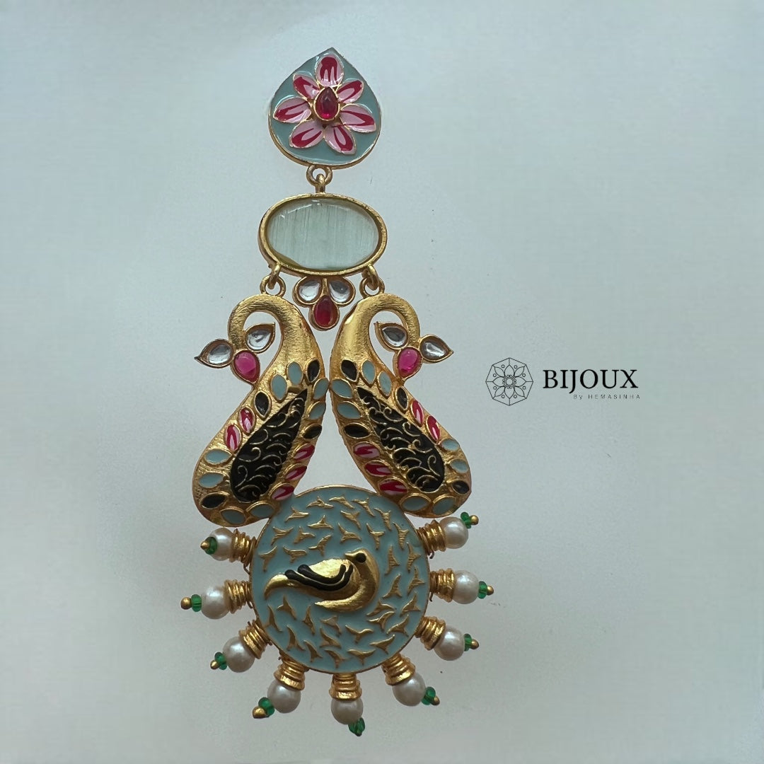 CROWN CHAKRA SEMI HANDMADE MONOLISA GOLD-MEENAKARI -ER270