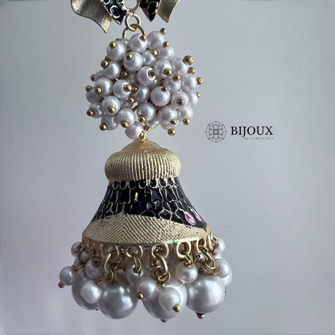 BOWTIQUE SEMI HANDMADE GOLD-TONED MEENAKARI JHUMKA -ER271