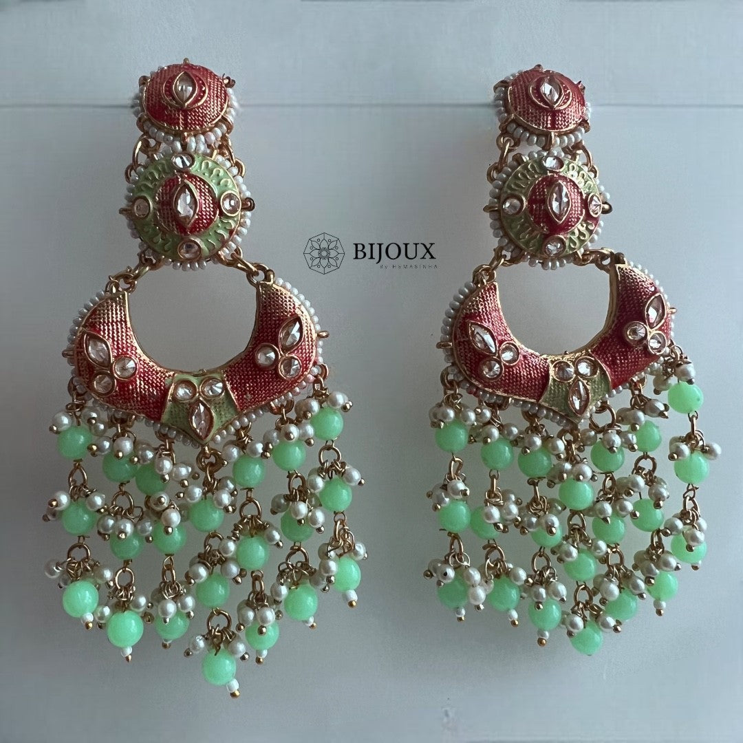 ROYAL ENCHANTMENT BEADED MEENAKARI GOLD-TONED EARRING -ER272