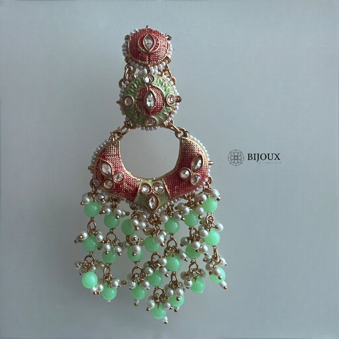 ROYAL ENCHANTMENT BEADED MEENAKARI GOLD-TONED EARRING -ER272