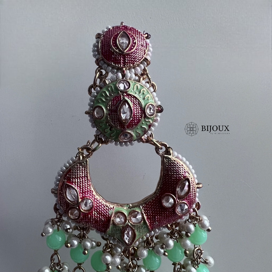 ROYAL ENCHANTMENT BEADED MEENAKARI GOLD-TONED EARRING -ER272