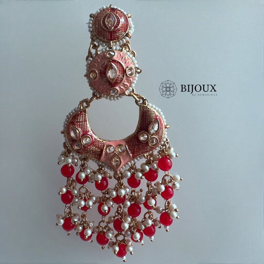 ROYAL ENCHANTMENT BEADED MEENAKARI GOLD-TONED EARRING -ER272