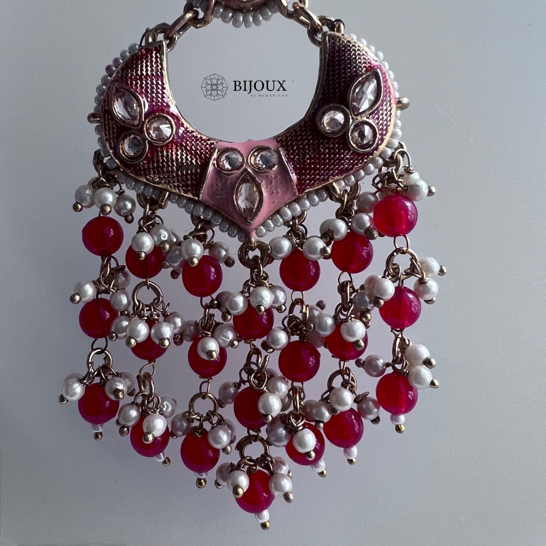 ROYAL ENCHANTMENT BEADED MEENAKARI GOLD-TONED EARRING -ER272