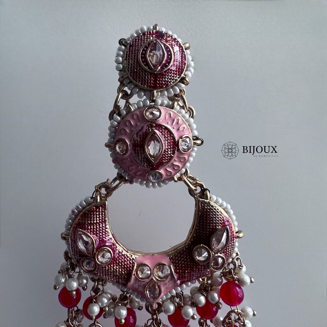 ROYAL ENCHANTMENT BEADED MEENAKARI GOLD-TONED EARRING -ER272