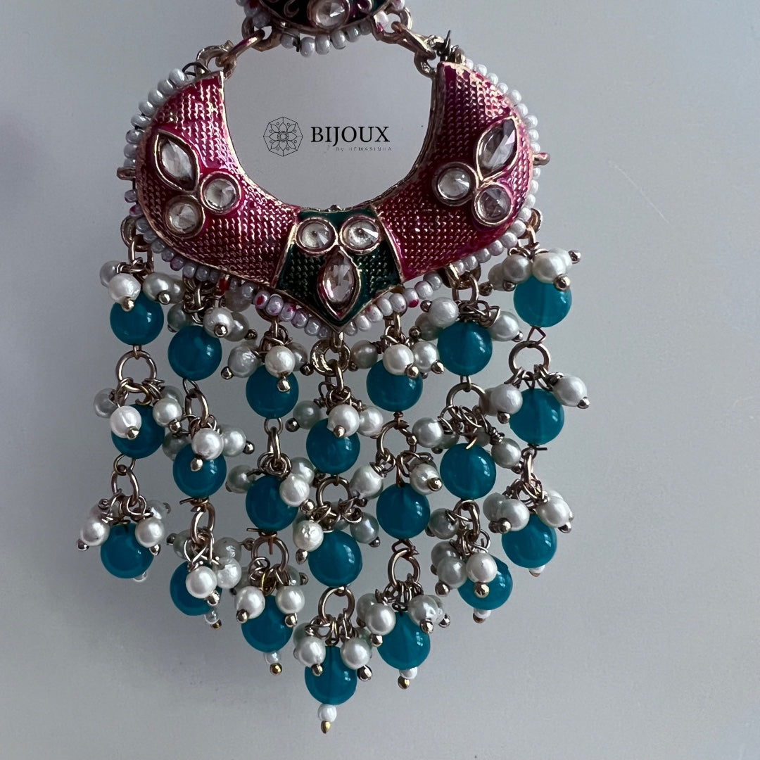 ROYAL ENCHANTMENT BEADED MEENAKARI GOLD-TONED EARRING -ER272