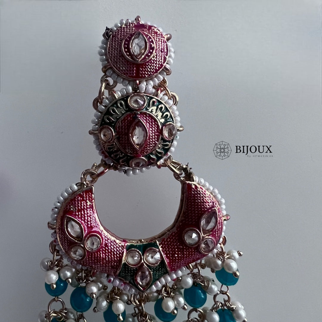 ROYAL ENCHANTMENT BEADED MEENAKARI GOLD-TONED EARRING -ER272