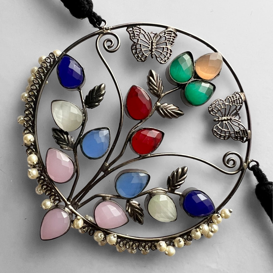 VIRANA SEMI HANDMADE RAW AND RUSTIC CHOKER/NECKPIECE/NECKLACE WITH EARRINGS CH51