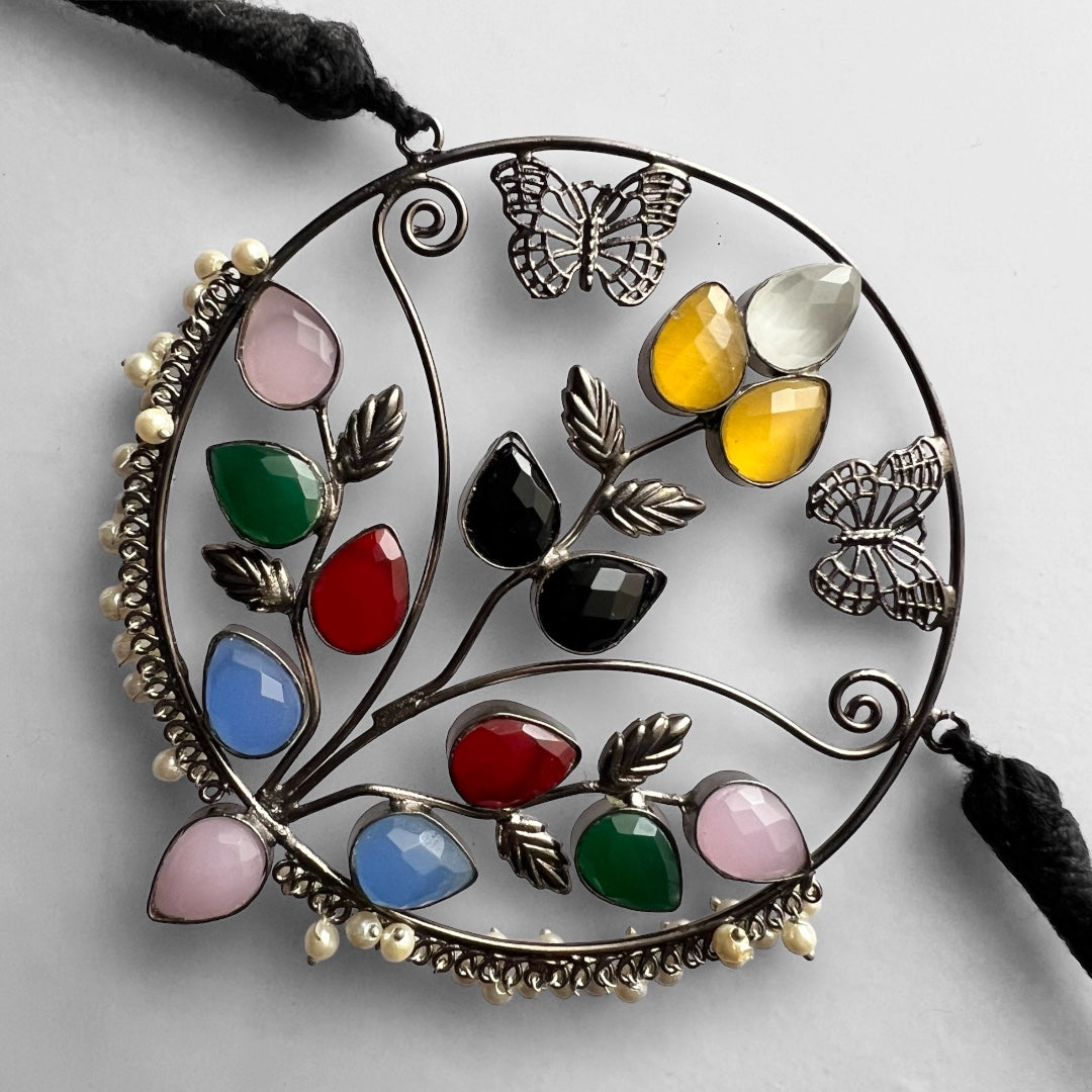 VIRANA SEMI HANDMADE RAW AND RUSTIC CHOKER/NECKPIECE/NECKLACE WITH EARRINGS CH51