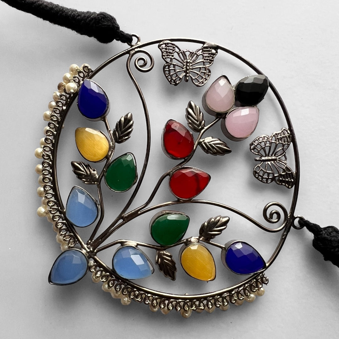 VIRANA SEMI HANDMADE RAW AND RUSTIC CHOKER/NECKPIECE/NECKLACE WITH EARRINGS CH51