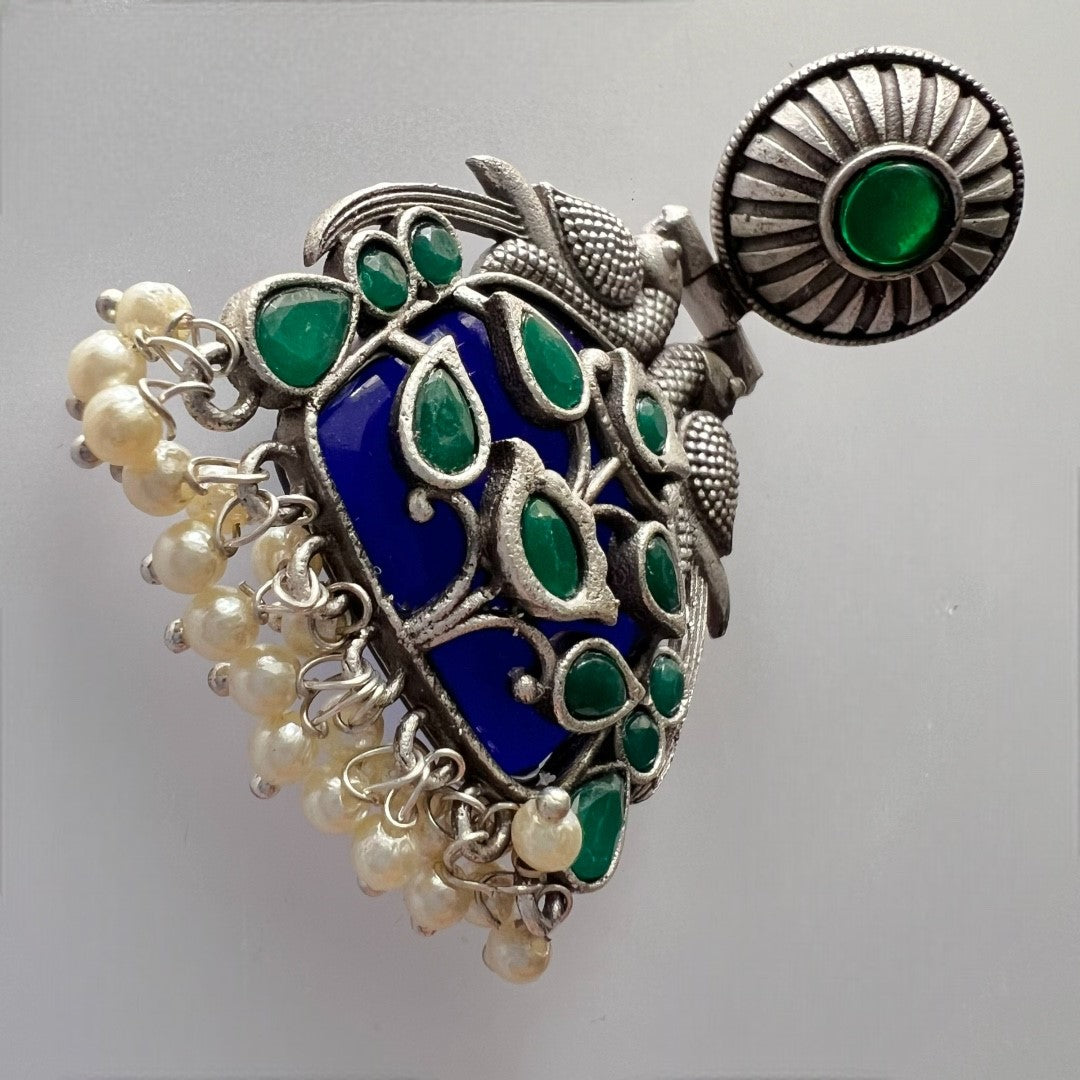 TIARA SILVER LOOK ALIKE SEMI HANDMADE EARRINGS ER583