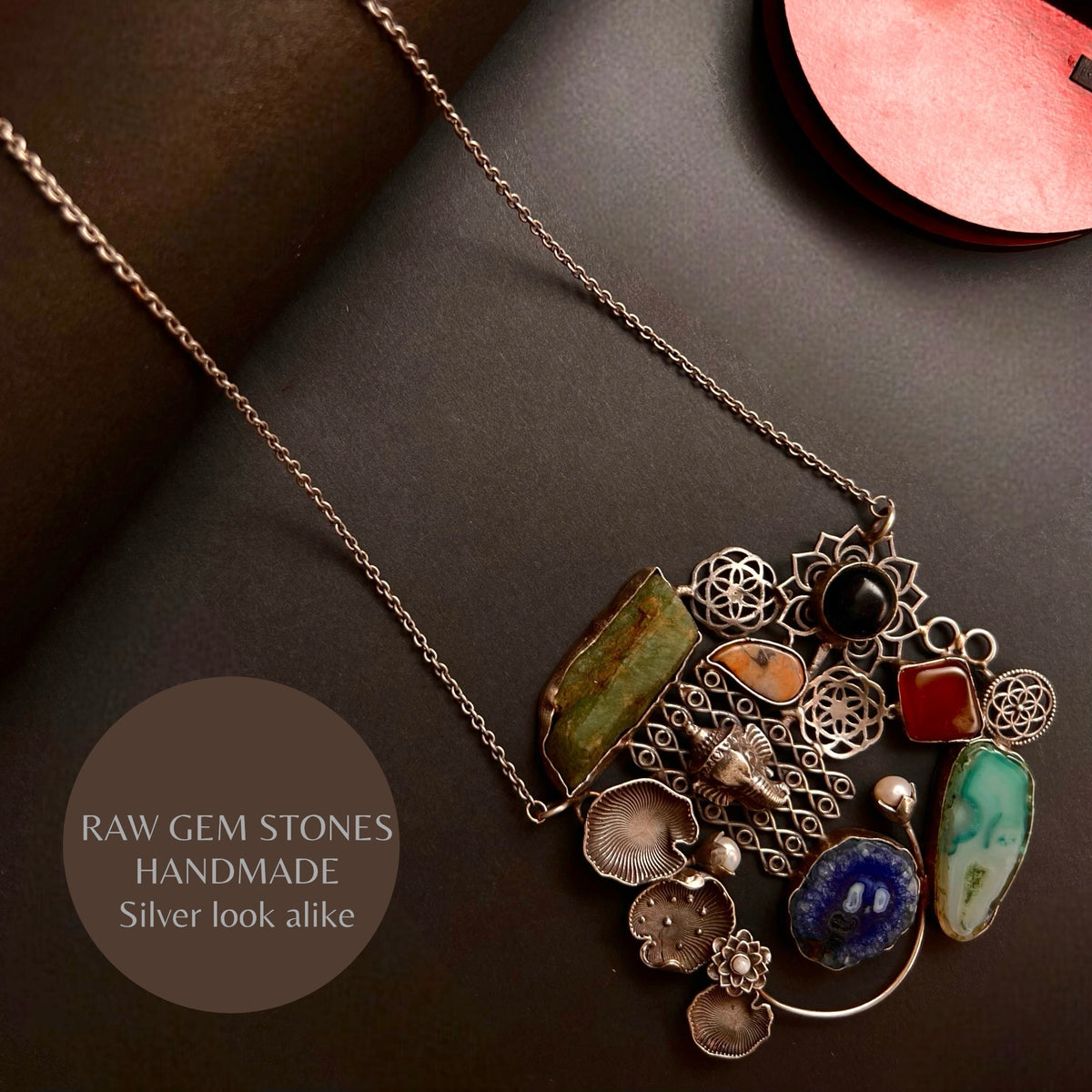 DHIRVANI HAND MADE AND HAND HAMMERED SILVER LOOK ALIKE RUSTIC ANTIQUE MALA ML74