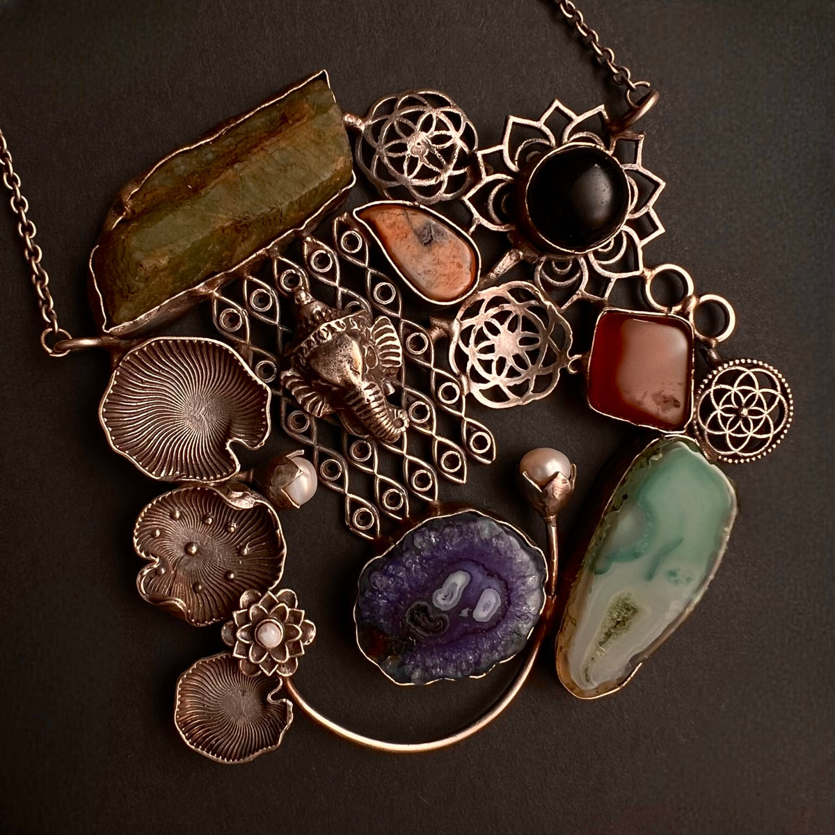 DHIRVANI HAND MADE AND HAND HAMMERED SILVER LOOK ALIKE RUSTIC ANTIQUE MALA ML74