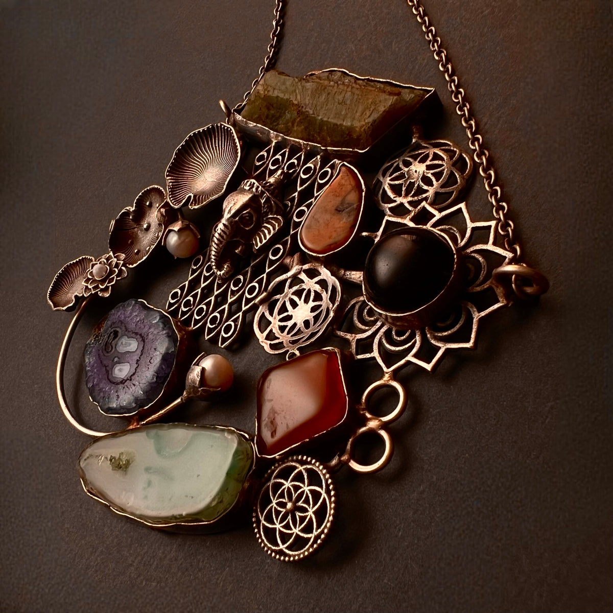 DHIRVANI HAND MADE AND HAND HAMMERED SILVER LOOK ALIKE RUSTIC ANTIQUE MALA ML74