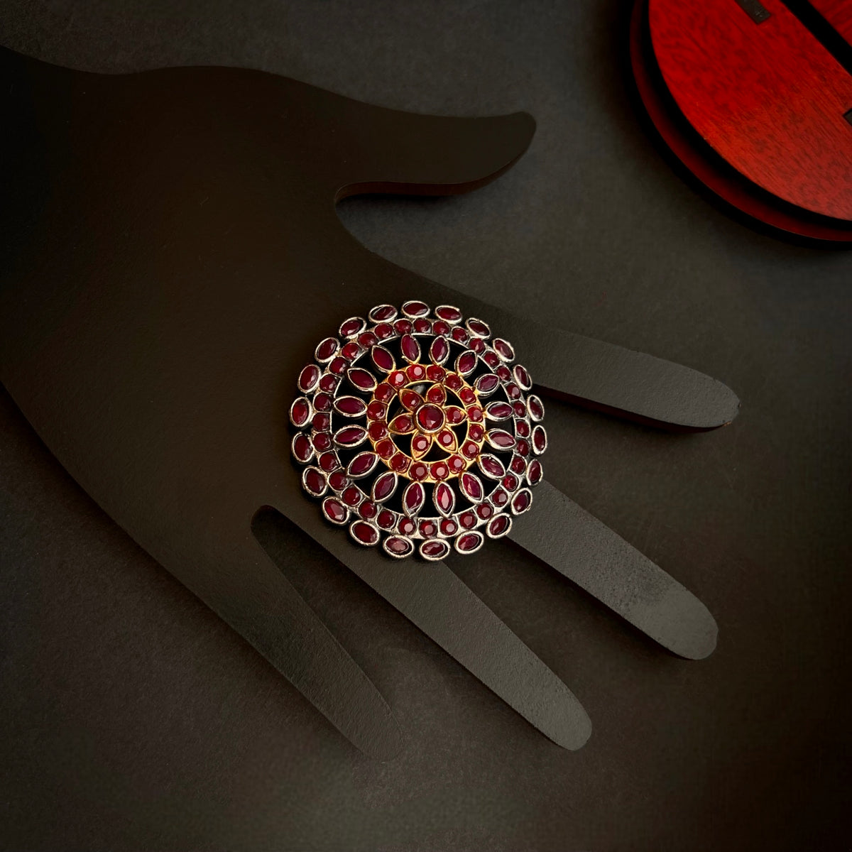 RAHNA SILVER LOOK ALIKE FINGER RING R1