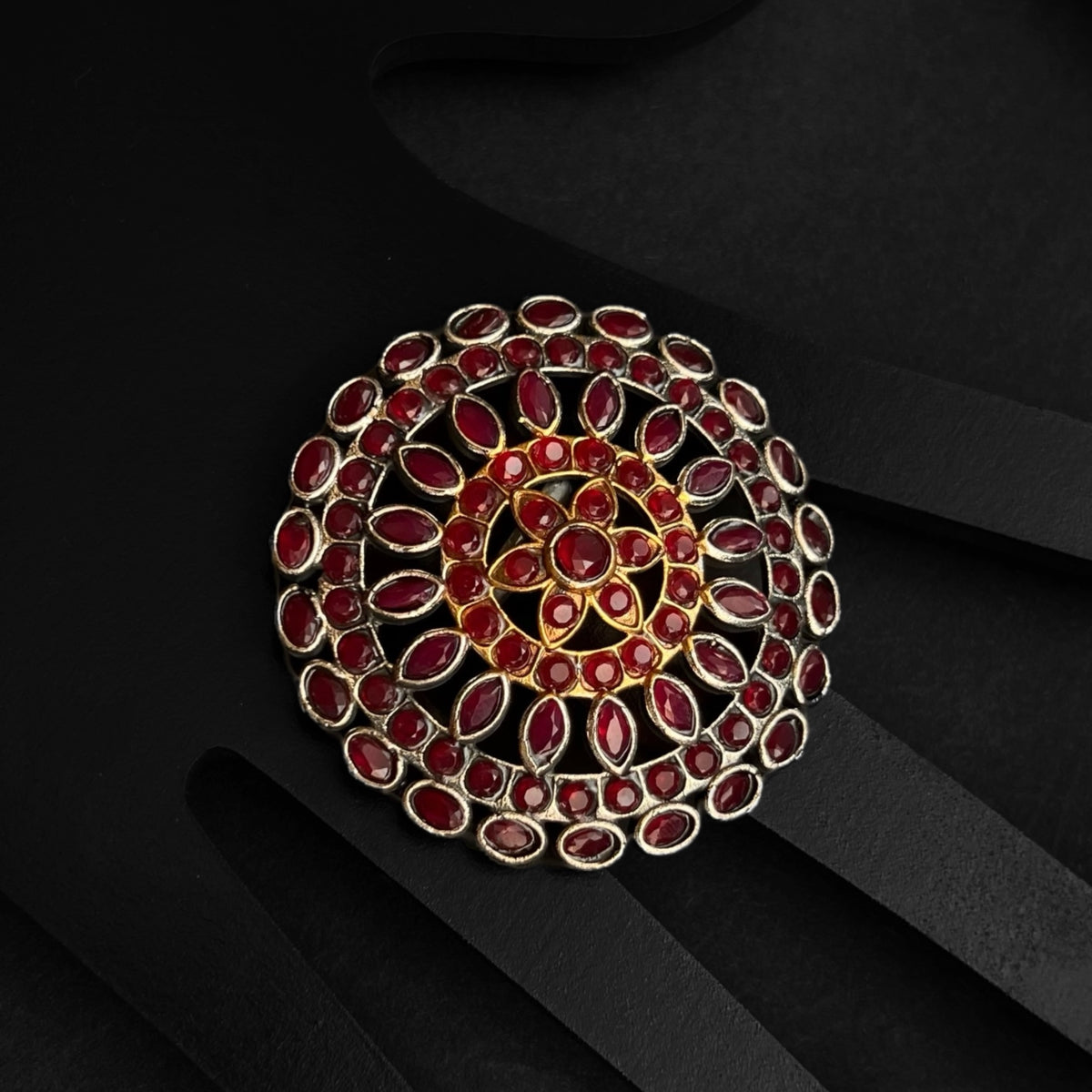 RAHNA SILVER LOOK ALIKE FINGER RING R1