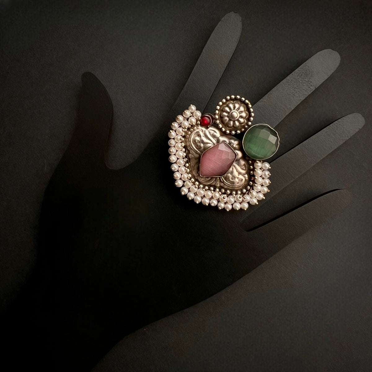 CUCKOO SILVER LOOK ALIKE ANTIQUE FINGER RING R74