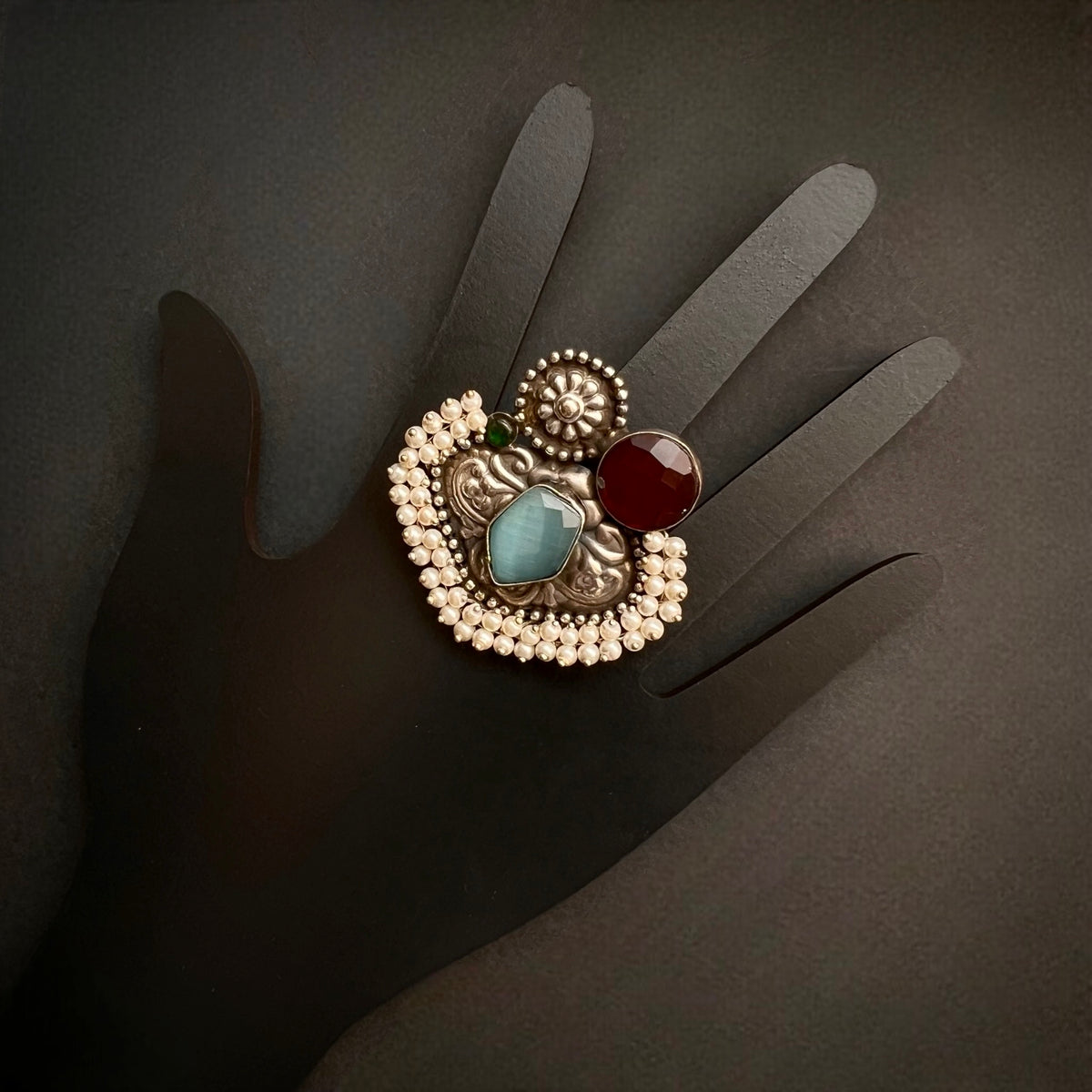 CUCKOO SILVER LOOK ALIKE ANTIQUE FINGER RING R74