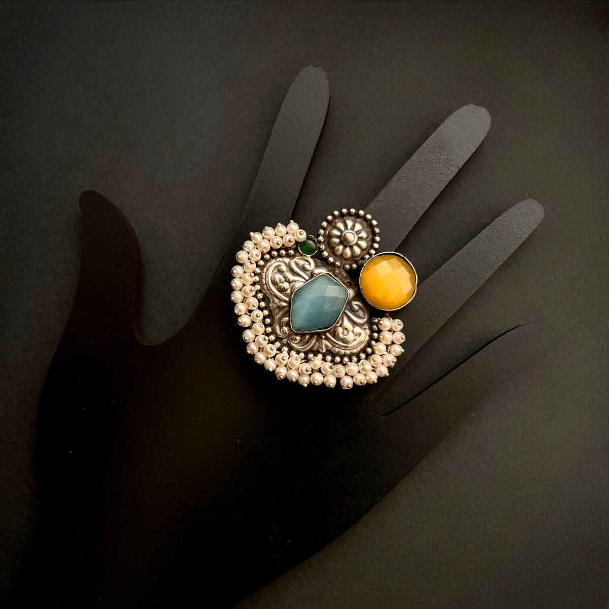 CUCKOO SILVER LOOK ALIKE ANTIQUE FINGER RING R74