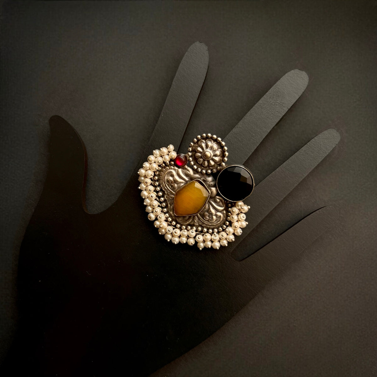 CUCKOO SILVER LOOK ALIKE ANTIQUE FINGER RING R74