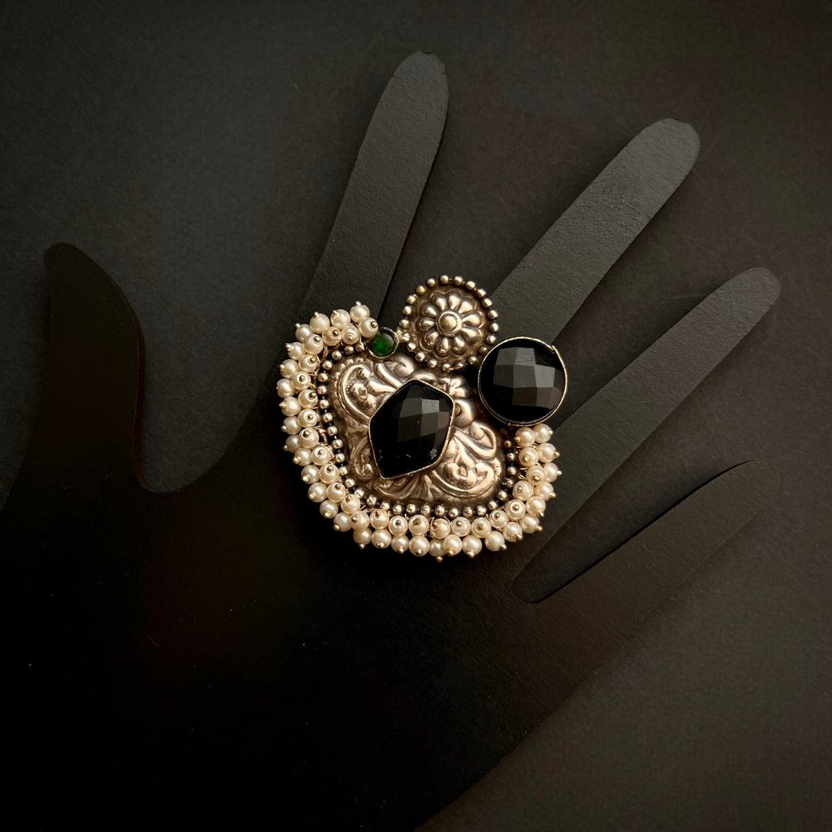 CUCKOO SILVER LOOK ALIKE ANTIQUE FINGER RING R74