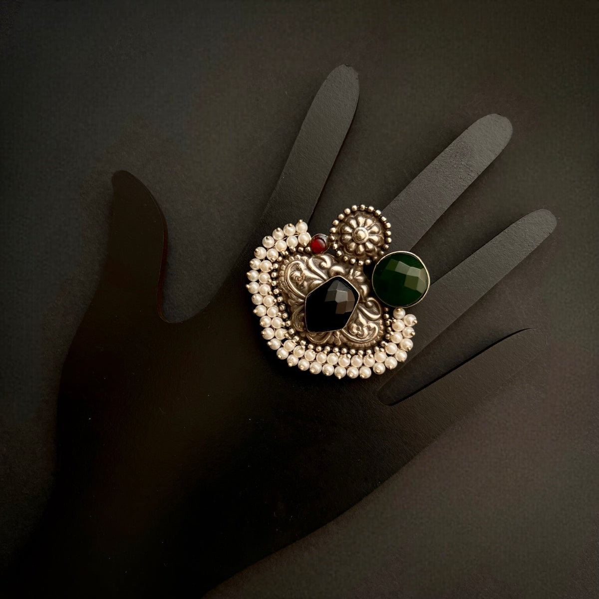 CUCKOO SILVER LOOK ALIKE ANTIQUE FINGER RING R74